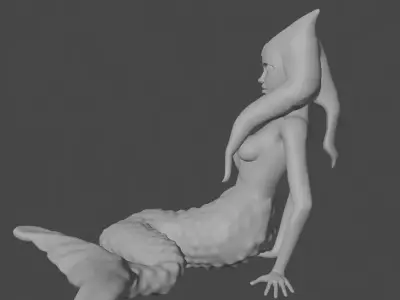 Cute Space Alien Mermaid 3D print model
