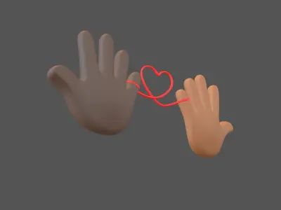 Hand with Red Line Icon v1 031 Low-poly 3D model