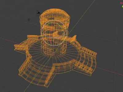 Gazebo lighthouse in middle of field Low-poly 3D model