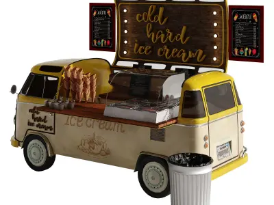 FoodTruck yellow cold ice cream 3D model