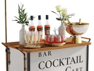 Drink cart white bar 3D model