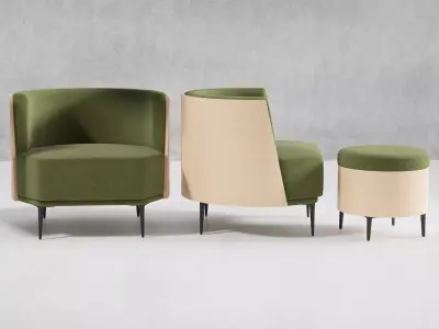 Pergy lounge chair and ottoman 3D model