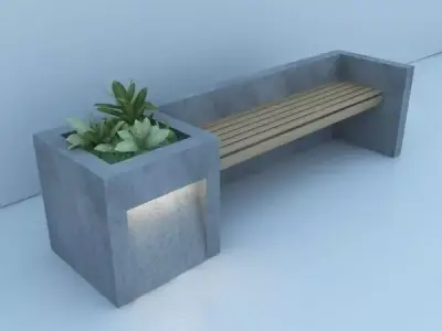 Modern Bench Street  and Garden 3D model