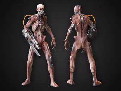 Cyber Zombie Gun Arm Low-poly 3D model