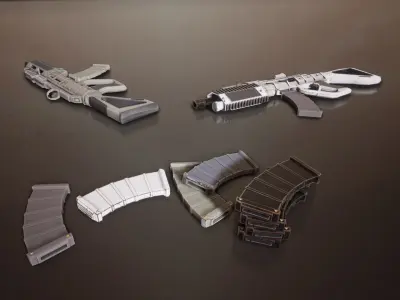 Sci-fi Futuristic Assault rifle Low-poly 3D model