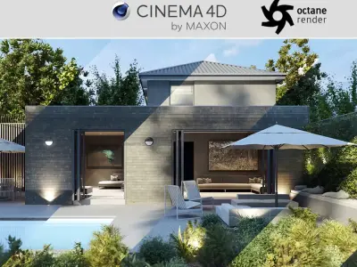 Octane - C4D Scene files - House Jackson Exterior 3D model