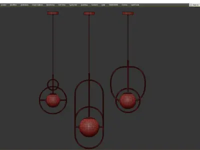 CHARADE three brass pendant lights with ball in middle Low-poly 3D model
