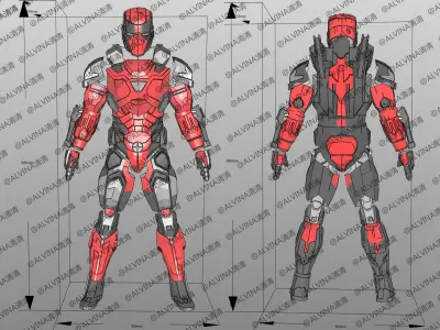 Armorized Deadpool Cosplay Pepakura Foam Full Low-poly 3D model