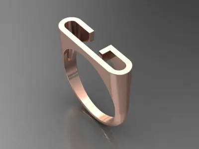 alphabet ring letter G 3D print model