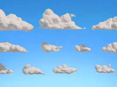 Low Poly Clouds Pack 1 Low-poly 3D model