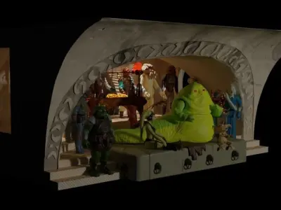 Jabbas Throne Area - complete set - 1-18 Hasbro Kenner 3D Model Pack