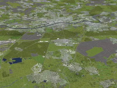 Frankfurt Germany 50x50km 3D City Map 3D model