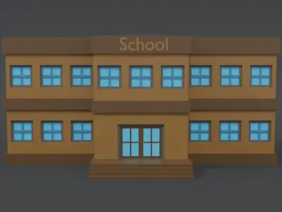 Low Poly Cartoon School Low-poly 3D model