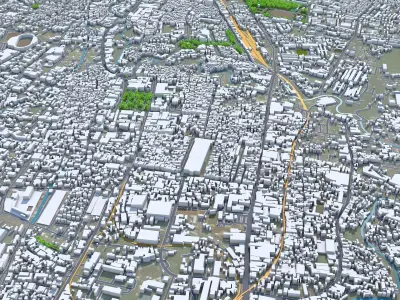Malang East Java Indonesia 20km Low-poly 3D model