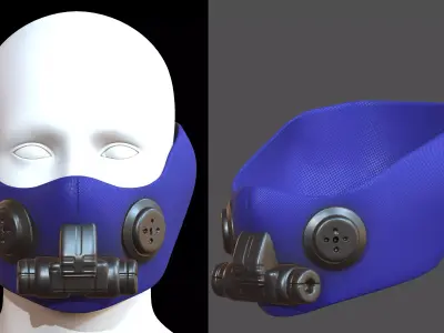 Gas mask helmet 3d model scifi Low-poly  Low-poly 3D model