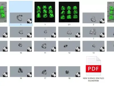 18 rings bueatiful light weight 3D print model