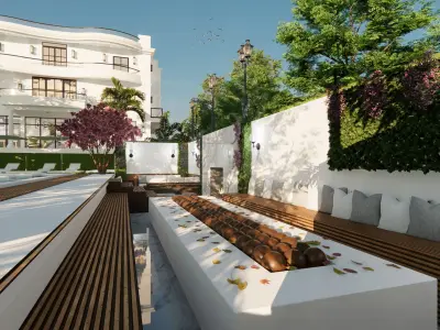 villa house with swimming pool 3D model buy