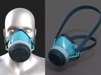 Gas mask respirator sci fi futuristic technology  Low-poly 3D model