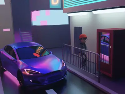 Cyberpunk Street Model Low-poly 3D model