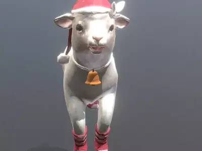 Santas Sheep Run Merry Christmas fbx png PBR 3D model
