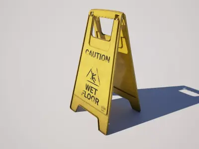  Wet Floor Sign Low-poly 3D model