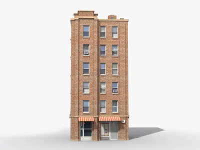 Apartment Building x22 Low-poly 3D model