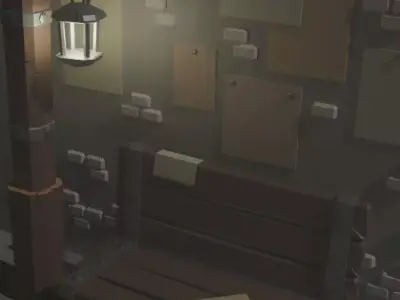 Dark London Atmospheric 3D Scene in Blender Low-poly 3D model