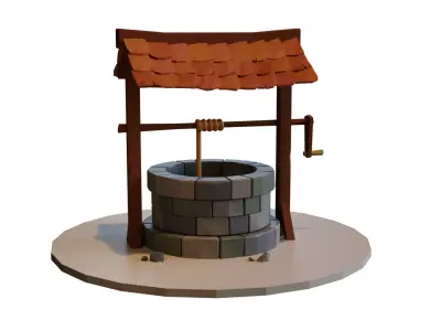 Low poly well Low-poly 3D model
