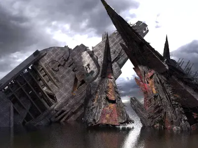 Fallen civilization Tower Monoliths 3D model
