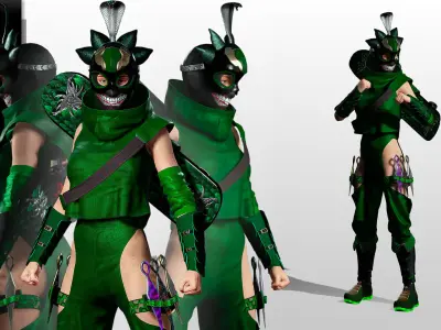 Venoma Ninja Game Ready Stylized Assassin Snake Inspired Sci Fi Low-poly 3D model