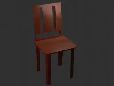  Living room chair in dark ancient style wood material Low-poly 3D model