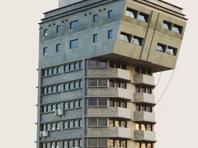 Building Skyscraper City Town Downtown Office Space Work Street Low-poly 3D model