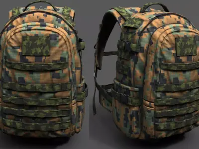 Backpack military soldier armor develop fantasy  Low-poly 3D model