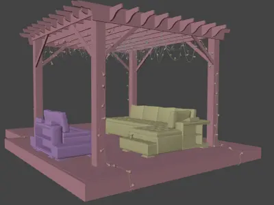 Garden Pergola Low-poly 3D model