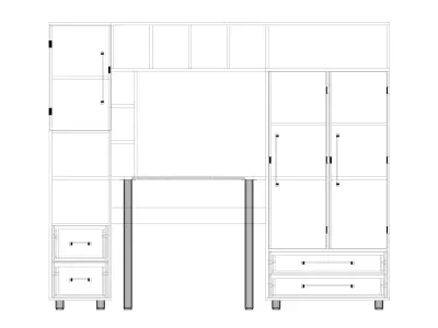 computer desk wall 4 Low-poly 3D model