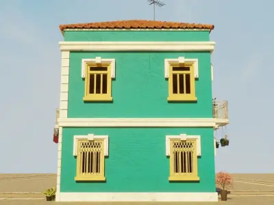 SOUTH AMERICAN BUILDING 008 Low-poly 3D model