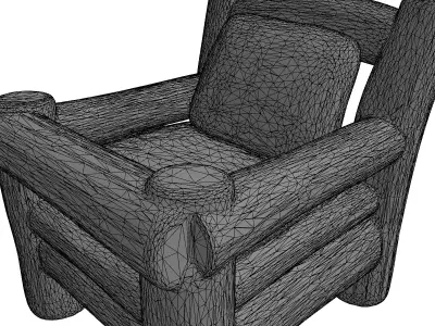 Rustic Log Cabin Armchair Low-poly 3D model