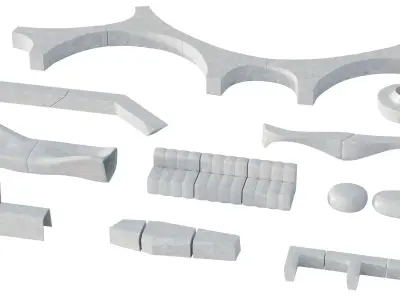 Concrete Benches Pack 3D model