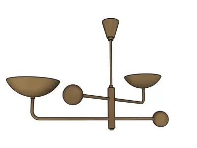 2 Light Curved Sputnik Chandelier  3D model