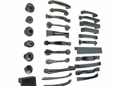 30 cabinet and door handle and knob 3D model