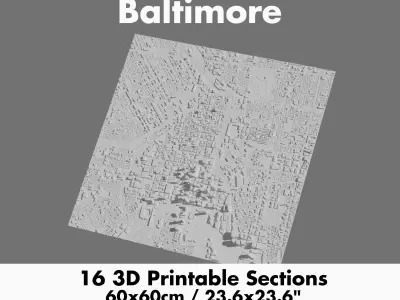 Baltimore 3D Printing stl file city model of Baltimore 3D print model