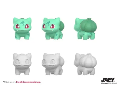 Kanto Starters FREE 3D model Free low-poly 3D model