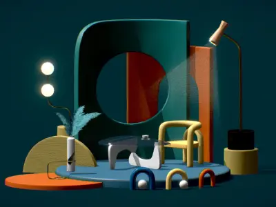 Colorful Room Low-poly 3D model