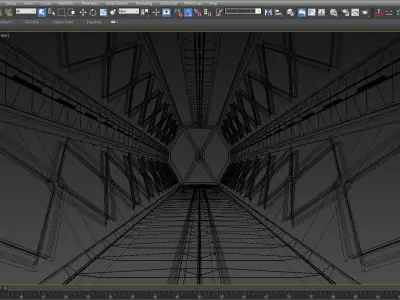 SCI FI INTERIOR SCENE SPACE SHIP CORRIDOR Low-poly 3D model