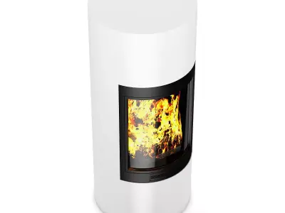 White Standing Fireplace 3D model