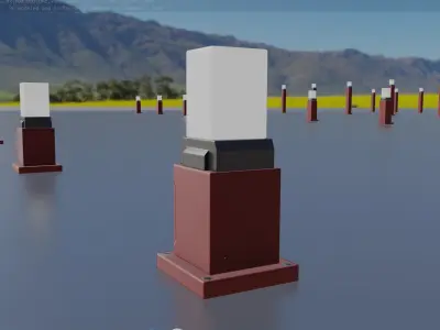 Street Light 8 Bollard 350mm Dark Red Version 3 Low-poly 3D model