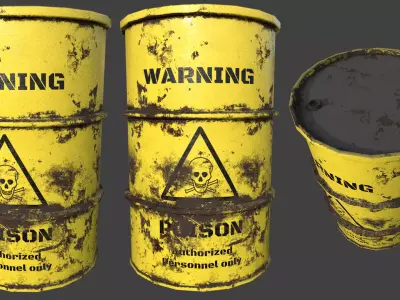 Barrel Yellow Damage Signal Low-poly 3D model