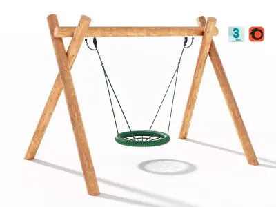 Wooden Swing - Outdoor Kids Playground 005 3D model
