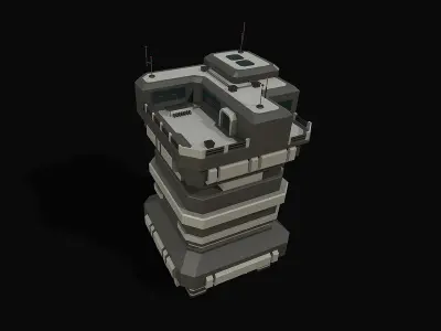 Lowpoly Modular Scifi Building 03 Low-poly 3D model
