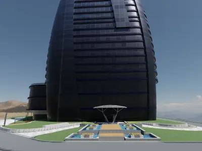skyscraper modern building Low-poly 3D model